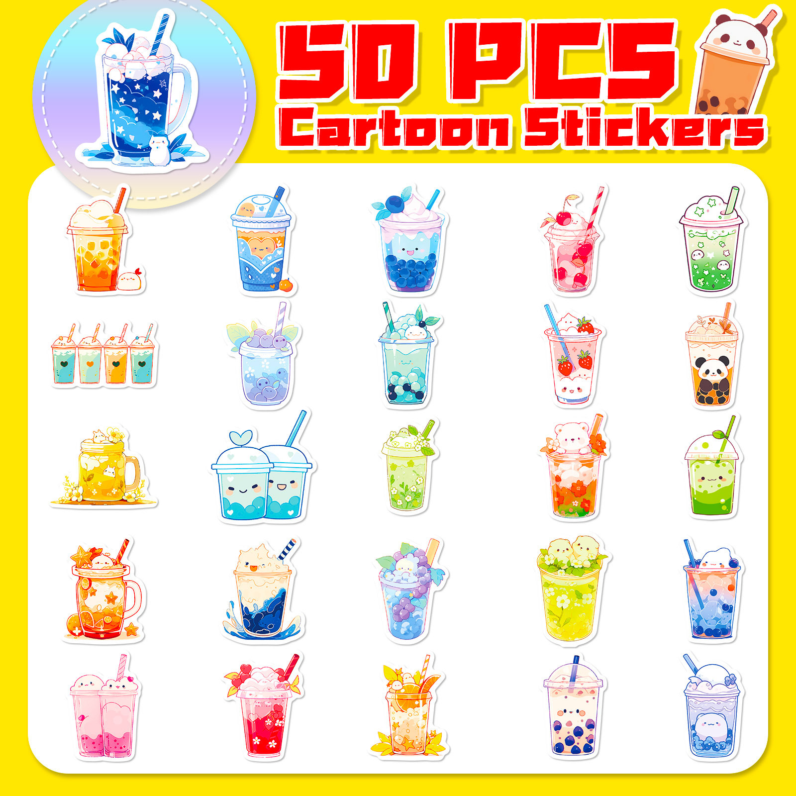 20g Weight Stickers Stationery Type 50 PCS/Package Quantity School Occasion PP Material Animal, Cartoon, Graffiti Pattern Cute Style 50 PCS/Package Animal Cartoon Graffiti School PP Cute Stickers 6