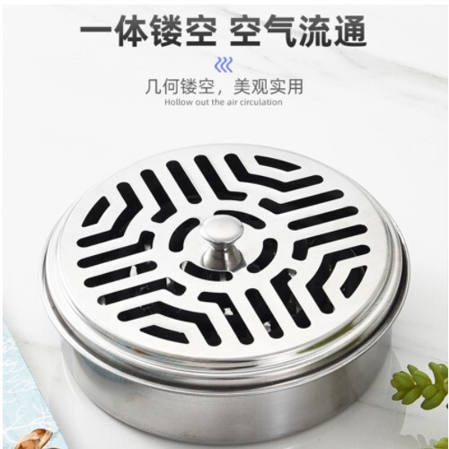 Insect-repellent incense box, stainless steel safe ash tray, fire and heat-resistant mosquito coil tray, outdoor household with lid incense burner stand
