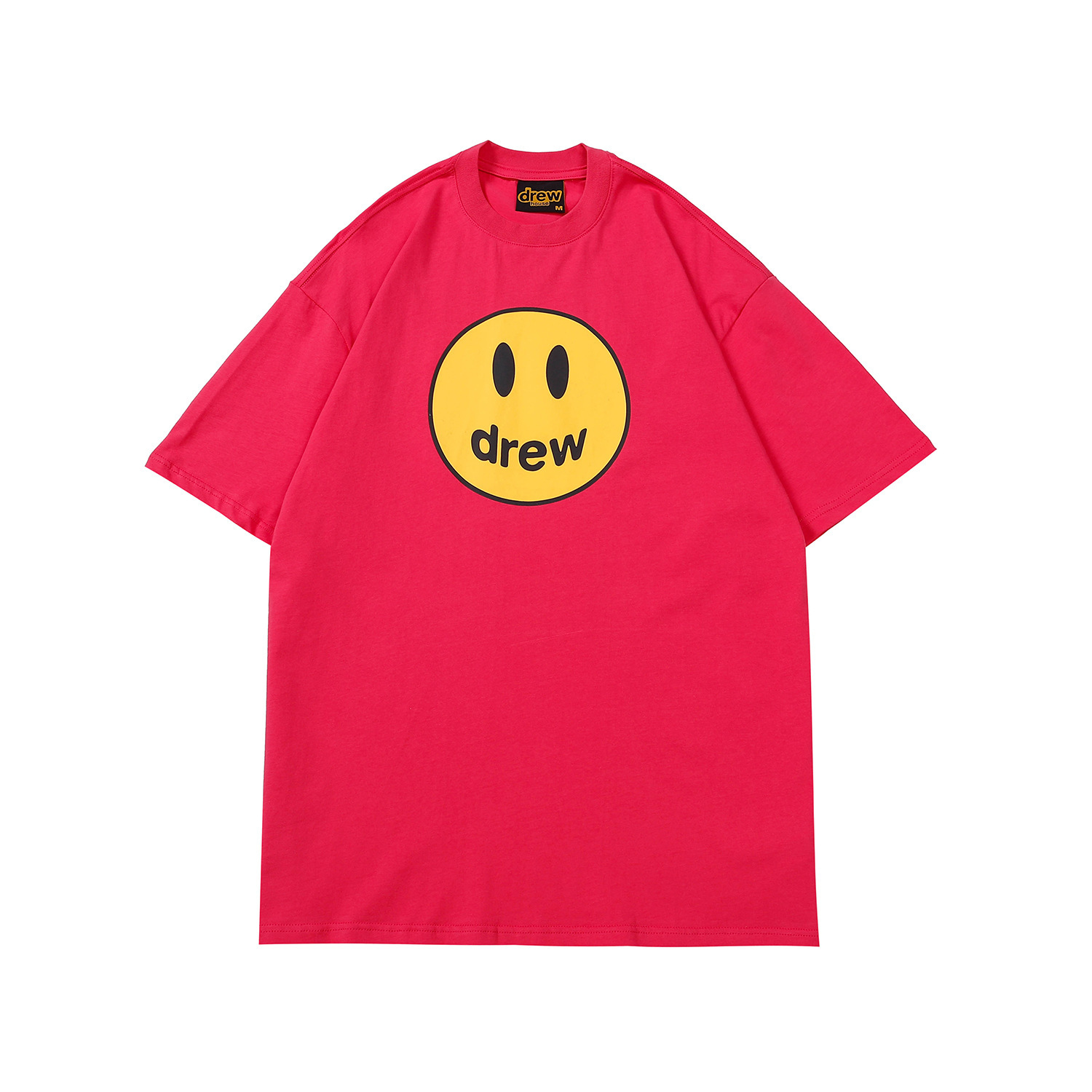 Drew Smiley Face Double Yarn Fabric Short Sleeve Justin Bieber Same Style High Street Loose Style Unisex T-shirt