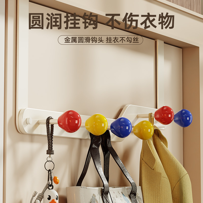 跨境热销门后挂钩铁艺轨道卧室门上挂衣架免打孔单排挂衣钩置物架|undefined