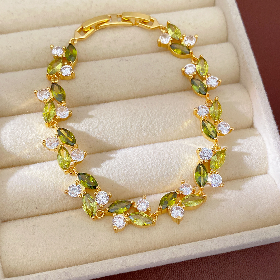 Pulsera - verde oliva (chapado en oro real)