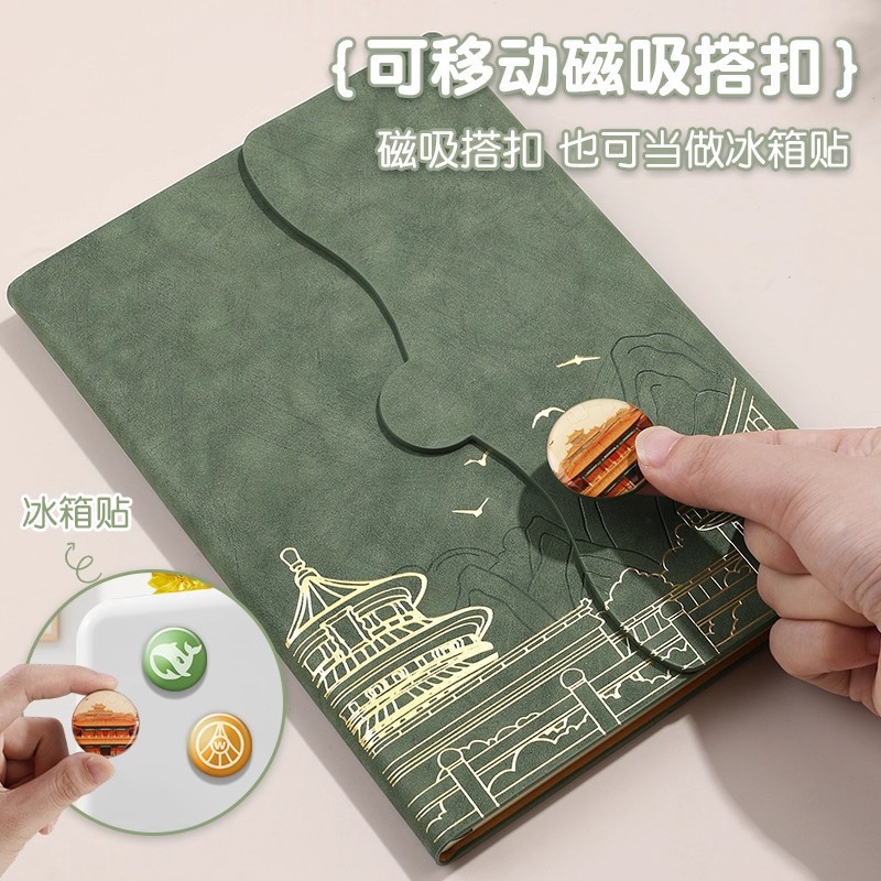 Guofeng Wenchuang Cuaderno de notas caja de regalo conjunto antiguo marcador de madera clásico del día del maestro cubierta de regalo