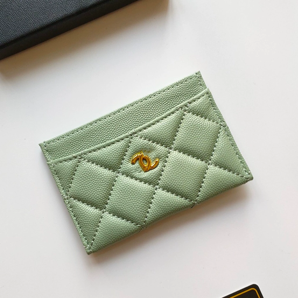 Кардхолдер (стиль Chanel) из натуральной кожи, стеганый тонкий кошелек, 7.5×11.2×0.5 см, мультicolor