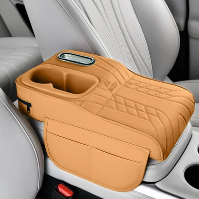 protective cover, car tissue box, Armrest box pad - colorful-cup-vertical-stylecayenne-yellow-heightening-pad-tissue-box-cup-holder-storage-bag