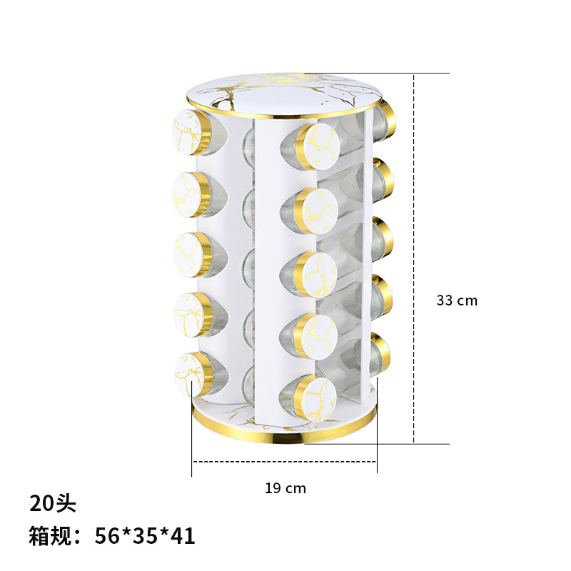 Caja de condimentos multifuncional de cocina Estante de múltiples capas redondo con patrón de mármol completo Estante de condimentos giratorio de acero inoxidable