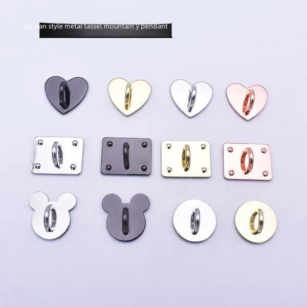 Korean style tassel pendant base metal diy mobile phone case accessories round love square pendant hook