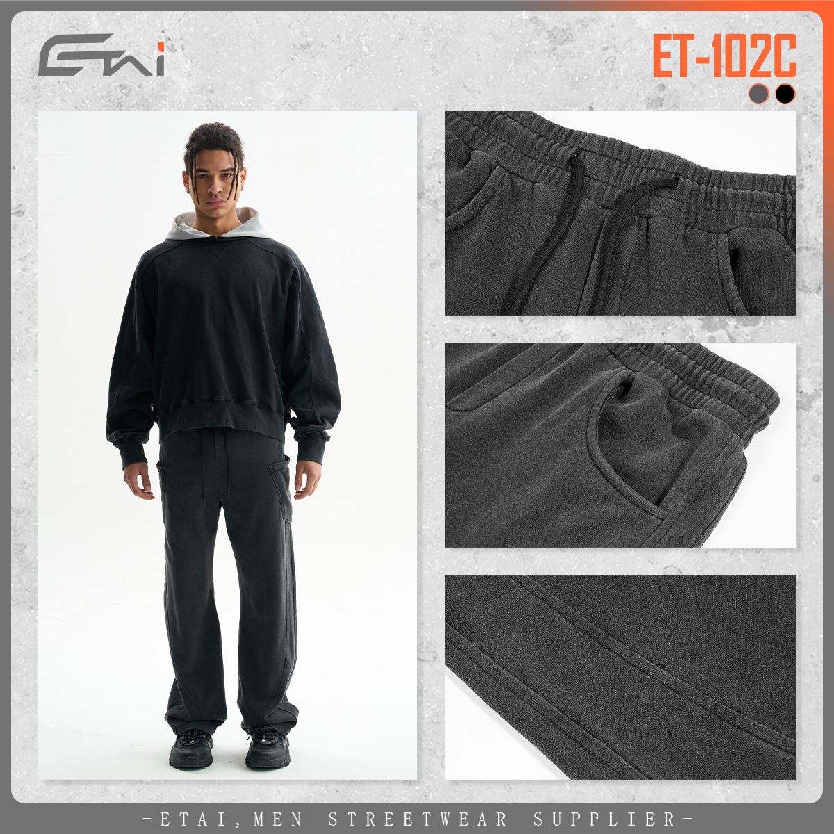 ETAI Hombre| Tendencia retro pesado algodón cimeta pantalones de alta calidad para hombres cosidos con cuerdas de dibujo pantalones casuales