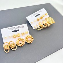 欧美风跨境金属圆圈耳钉创意个性几何麻花圆圈耳环新款耳饰批发