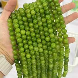 7A橄榄晶diy半成品圆珠手工串珠散珠配件天然石饰品跨境热卖批发