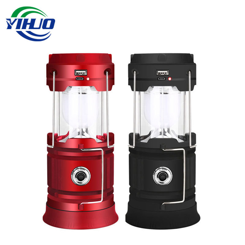 Solar camping lantern Multifunctional LED outdoor waterproof rechargeable light Portable USB rechargeable camping light