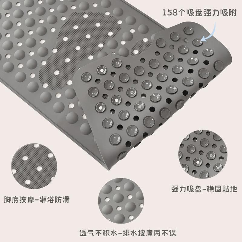 跨境专供硅胶浴室防滑垫带吸盘浴缸垫卫生间专用防摔垫92*40cm|undefined