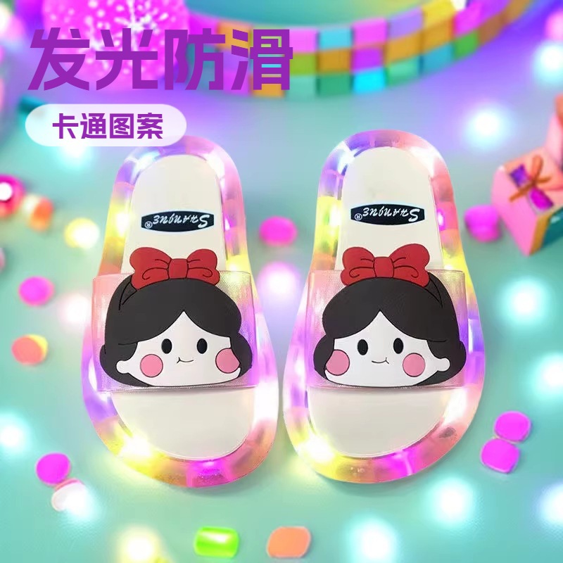 Internet Celebrity's Same Style Luminous Women's Summer Outer Wear Non-Slip Bright Light Flashing High-Value Children's Sandals and Slippers Trendy Style