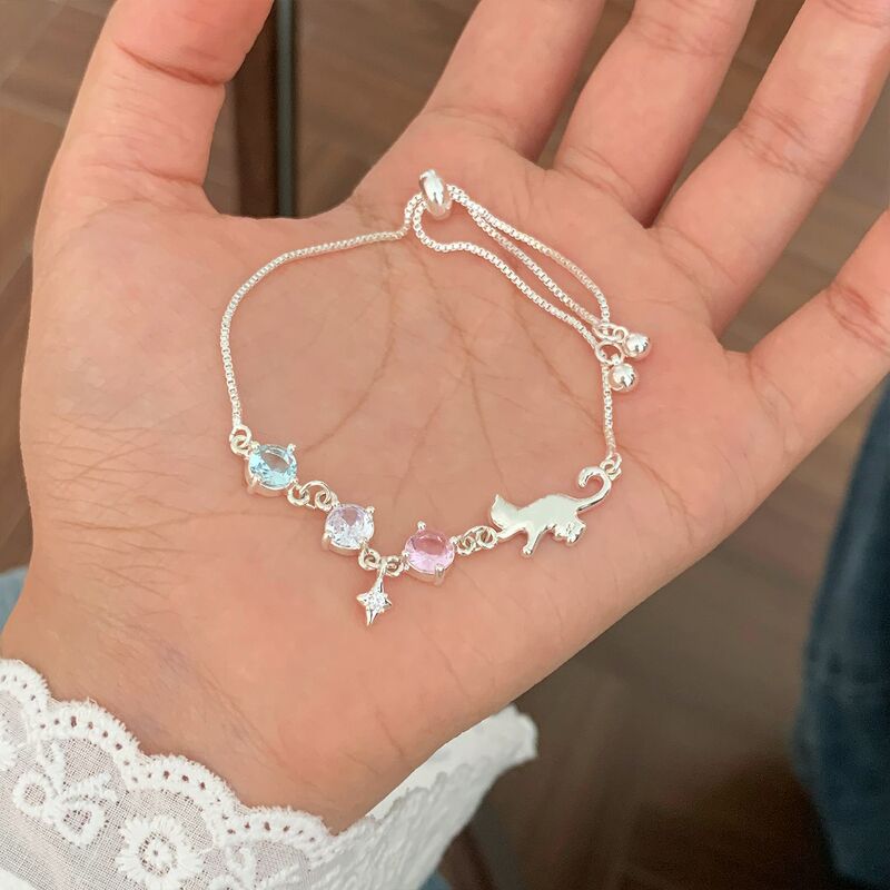 Chinese Valentine's Day Limited Edition! Korean Cute Star-Chasing Kitten Zircon Bracelet 2025 New Exquisite and High-End Bracelet Gift