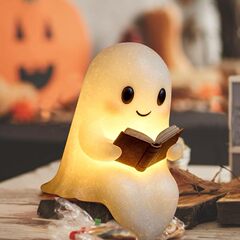 跨境新品万圣节幽灵看书夜灯创意居家桌面装饰品树脂工艺品小摆件