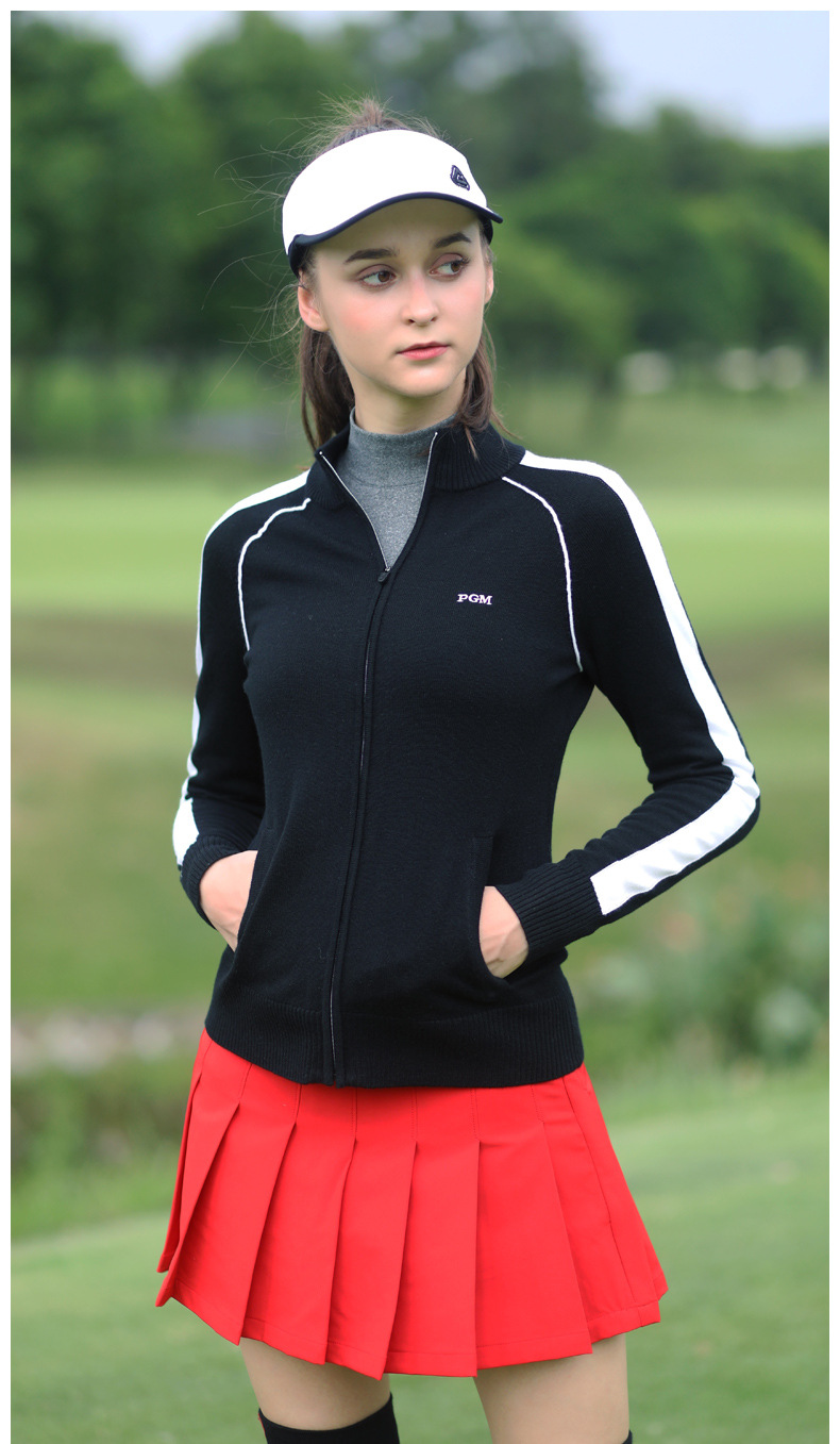 Áo len dài tay nữ PGM chơi golf thu đông, chống lạnh ấm áp — YF423-Đen, YF423-màu xanh nước biển, YF423-màu trắng chi tiết 9