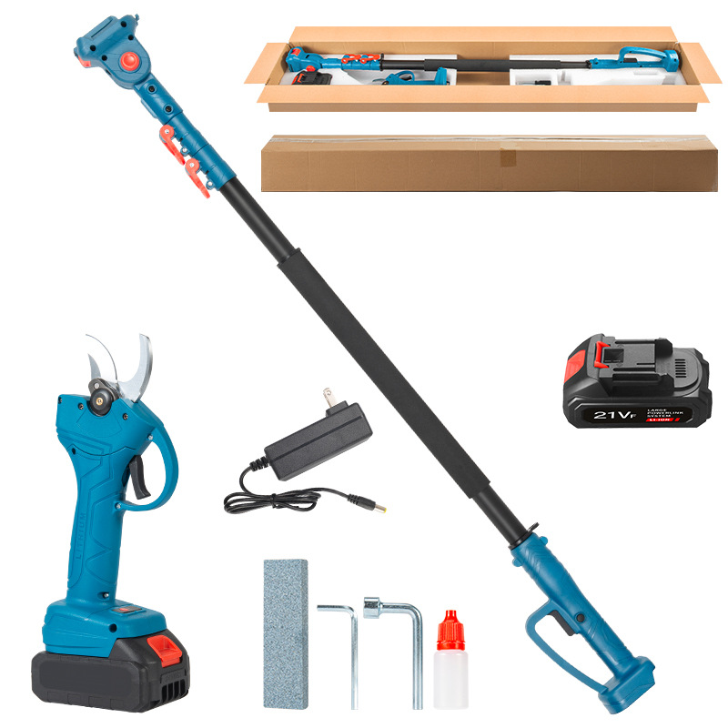 Non-coated pruning shears (5 batteries) one battery + extension pole