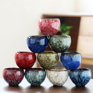 Kiln glaze ceramic tea cup Cup Master Cup Tea Tea Kung Fu Tea Set Cup Tianmu glaze dragon egg cup tea bowl single Cup