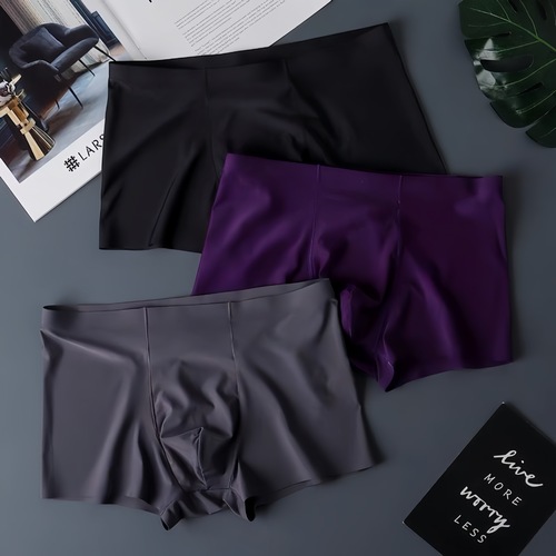 Summer Ice Silk Men's Underwear Thin Seamless Men's Straight Pants Youth Breathable Four Corner Pants