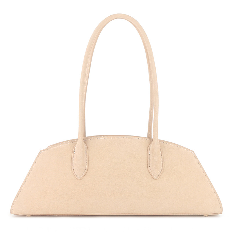 2026 Ruel Genuine Leather French Vintage Baguette Bag Autumn Winter Commuter Suede Shoulder Bag Handbag - Thumbnail 5
