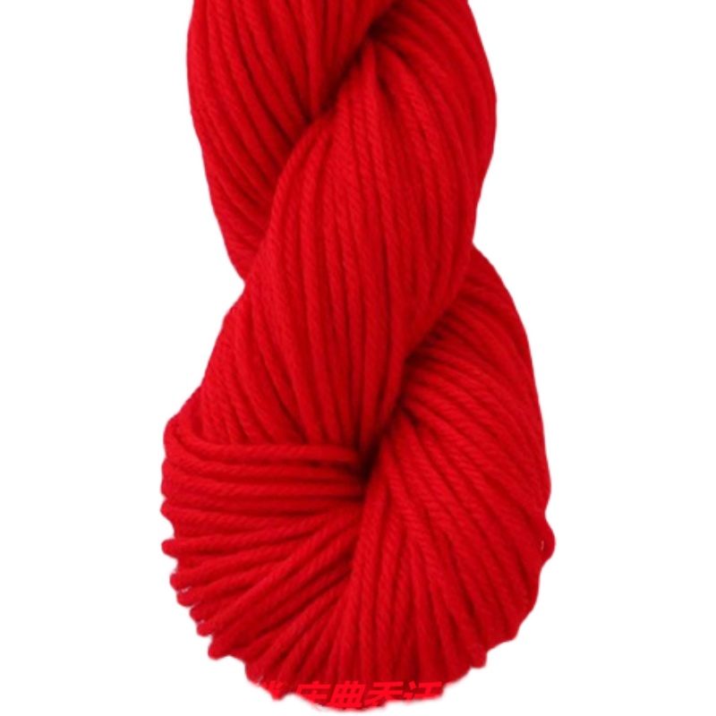 RT批发手编中粗毛线大红色结婚办喜事开锁庆典乔迁之喜头绳红色线