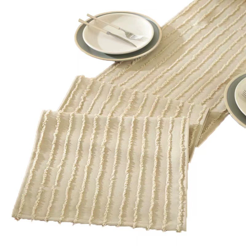 Cross-border new solid color cutting flower dining table table flag cross-border Amazon light luxury style striped home tea table coffee table flag