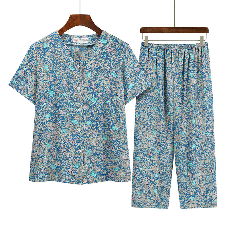 New Summer Thin Mother Clothes Middle-aged and Elderly Plus Size Women's Cool Suit Grandma Clothes Casual Loose Two-piece Set