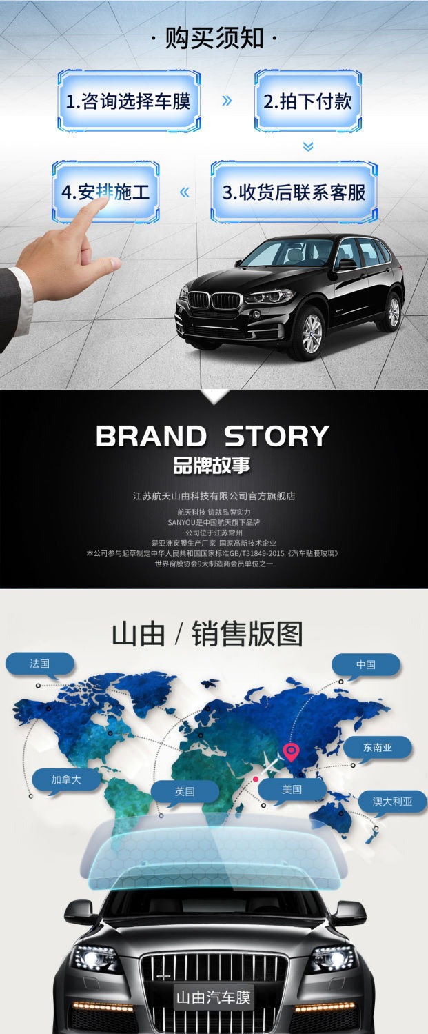 China Aerospace Sanyou Car Window Film High-Definition Front Windshield and Front Passenger Door Sun Protection and Heat Insulation Film