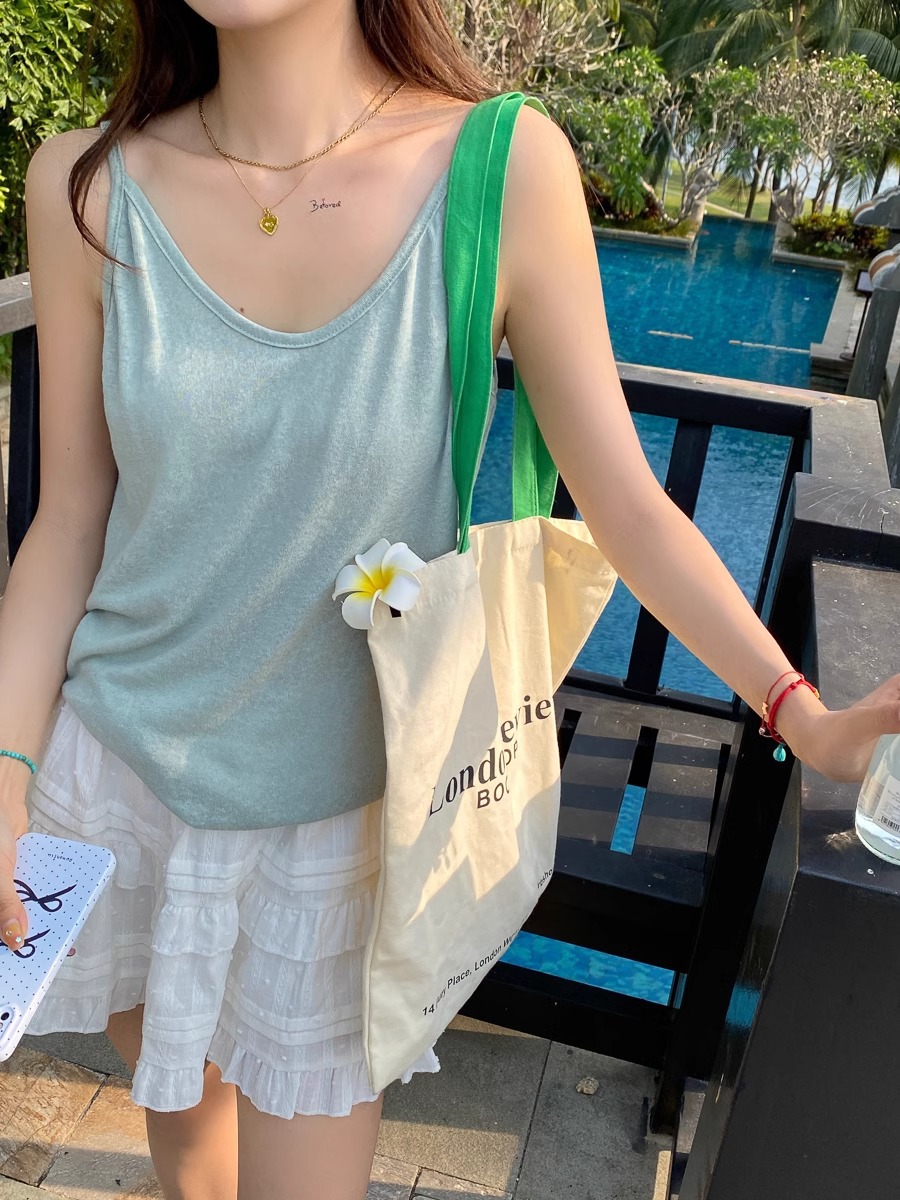 맑은 녹색 ~ 얇은 어깨 끈