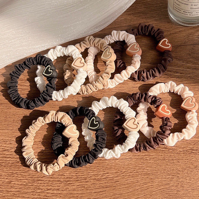 Coreano simple amor anillo de intestino delgado leche cabello amarrado cabello 2024 nuevo anillo de cabello de alta elasticidad cabello de cabeza