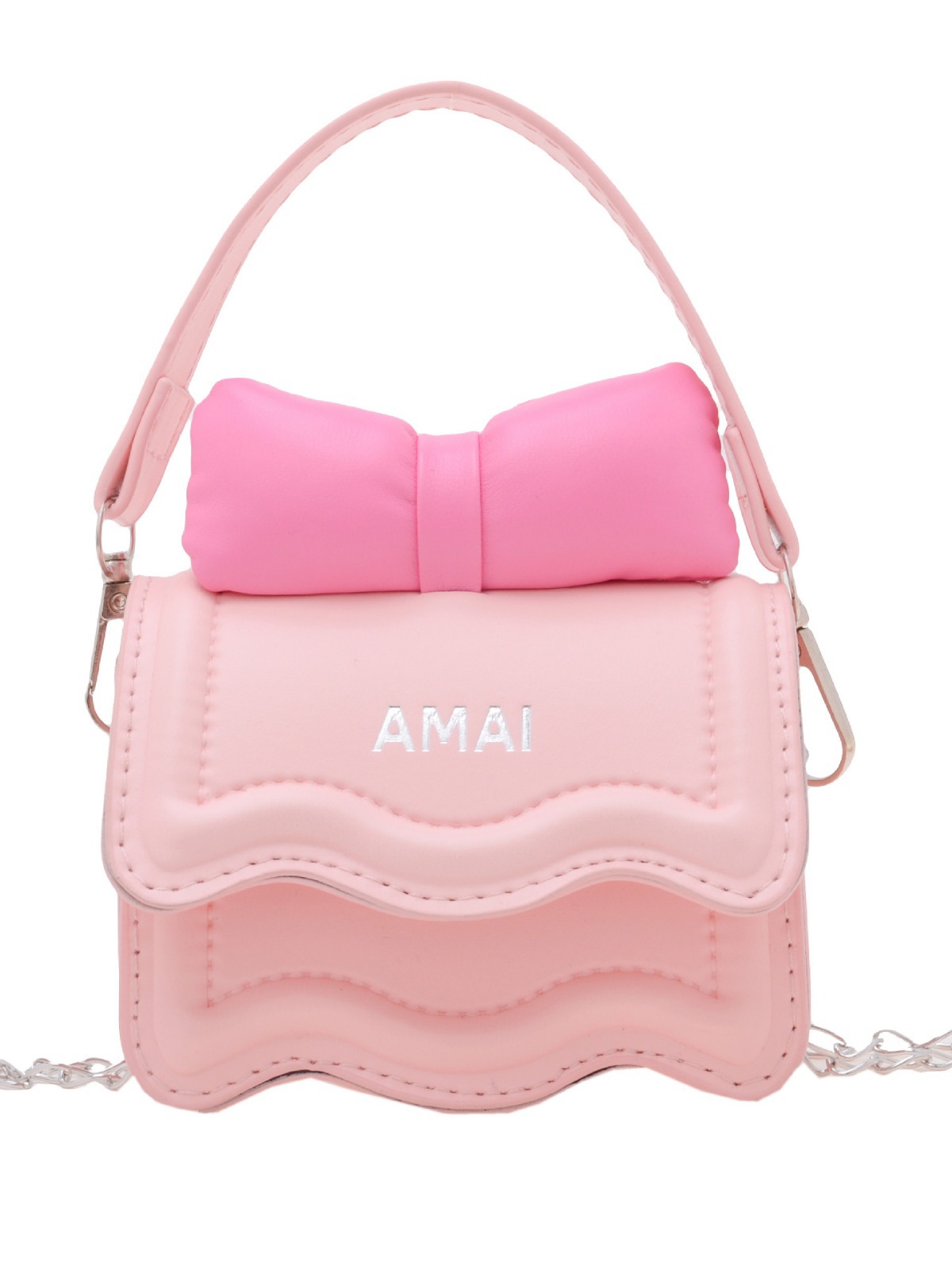 Primavera nuevo estilo coreano mini bolso de hombro de los niños pu arco cadena mensajero bolsa de hombro de las niñas bolsa padre-niño bolsa