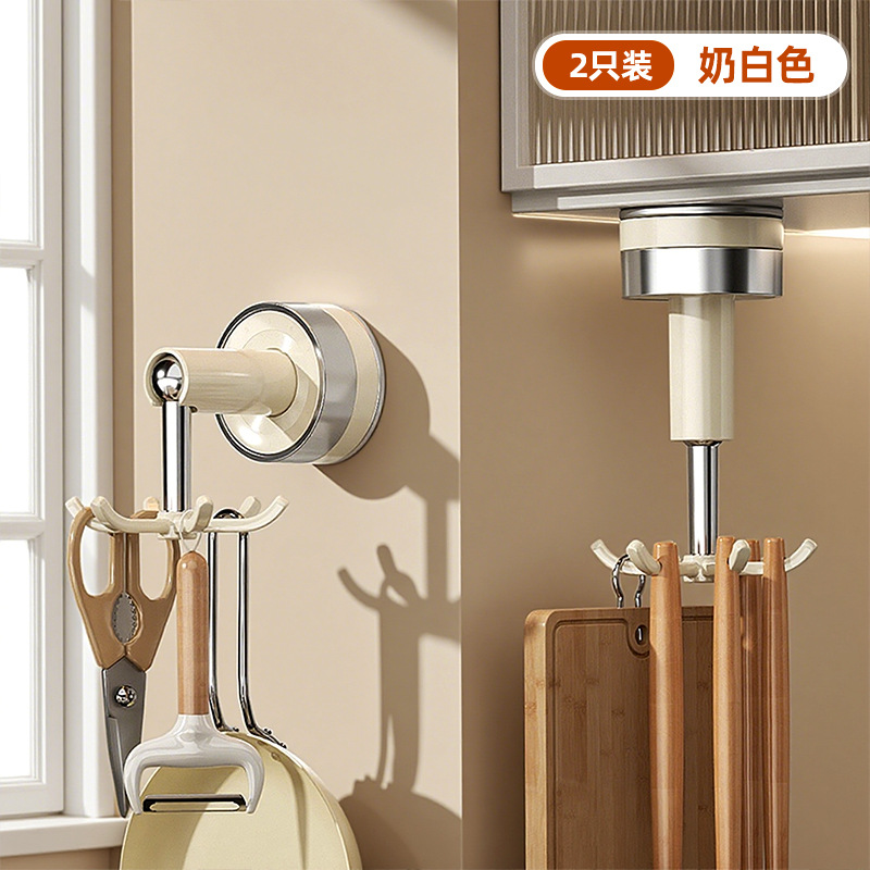 Ventosas de cocina gancho giratorio sin agujeros de perforación casera de cocina de cocina colgante de pared estante de utensilios de cocina multifuncional