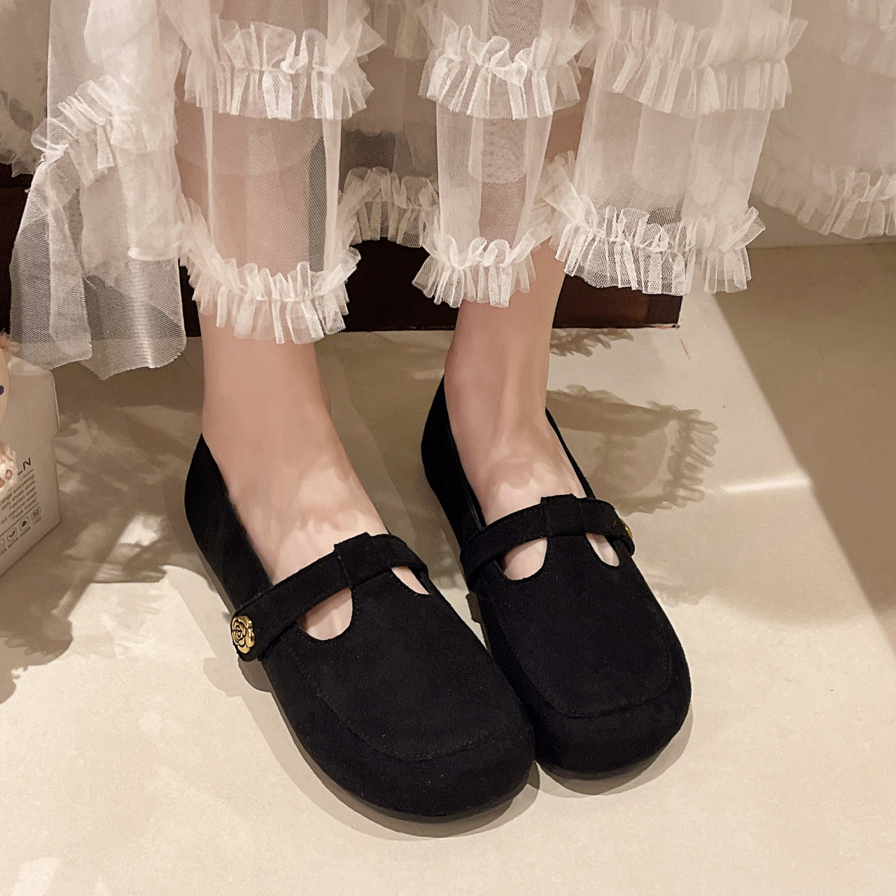 Women's Retro Square-toed Mary Jane Flats With Soft Sole Spring_voghion.com