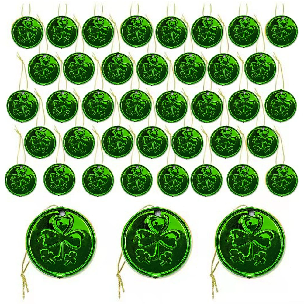 Amazon Shamrock кулон золотисто-зеленый с веревочным ключом Святой Патрик Пластиковая Золотая монета Рождество
