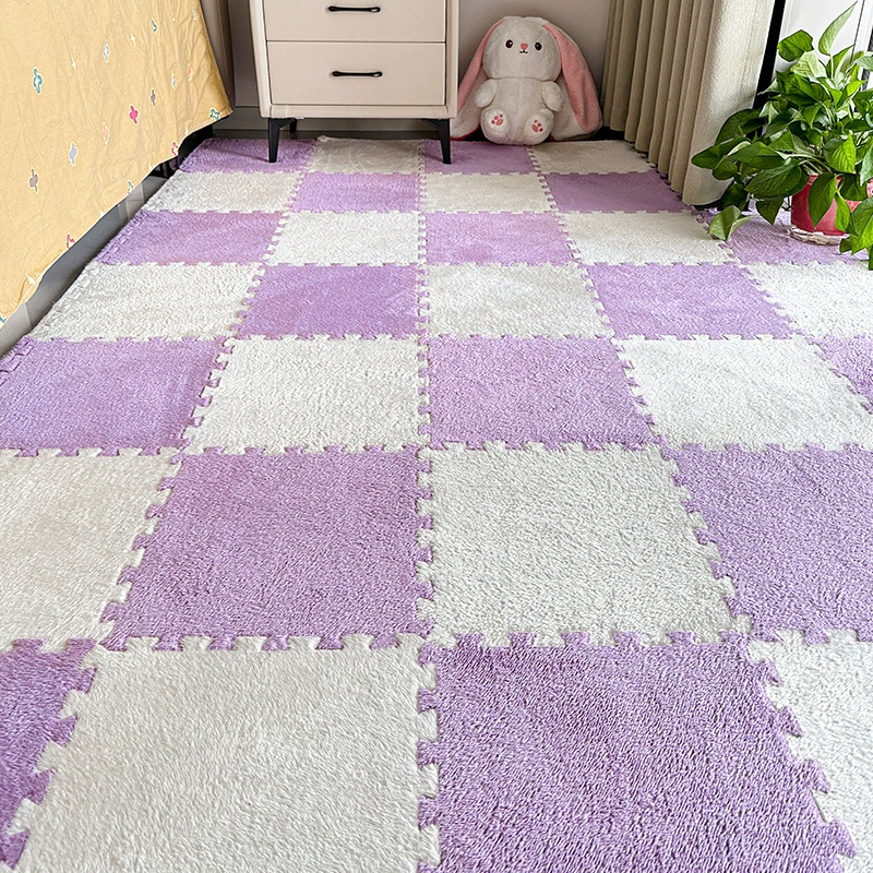 Плюшевый коврик-пазл, 30×30 / 60×60 см, пенополиуретановое основание, противоскользящий, без запаха