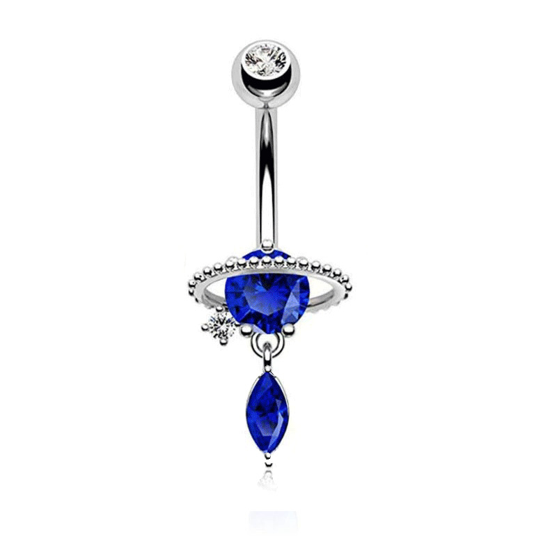 Belly Button Ring Pink Butterfly Zircon Stainless Steel 5-piece_voghion.com
