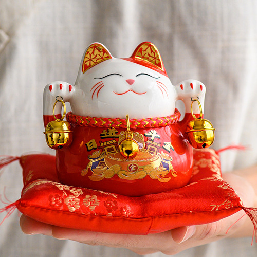 Money Cat Fortune Small Number Figurine New Ceramic Opening Cashier Desk Front Desk Gift Home Living Room Entrance Decoration