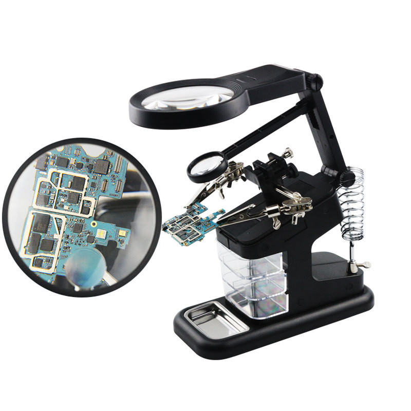 ChuGuan Tabletop Device Repair with Auxiliary Clamping LED Light USB Dual-Purpose High Magnification Circuit Board Repair Magnifier