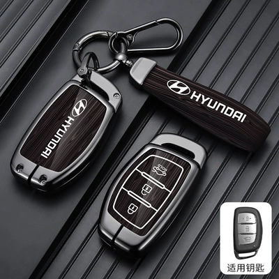 Car key bag, Fifth Generation Tucson L Special - standard-type-b-lower-trunk-wood-grain-coffee-leather-buckle