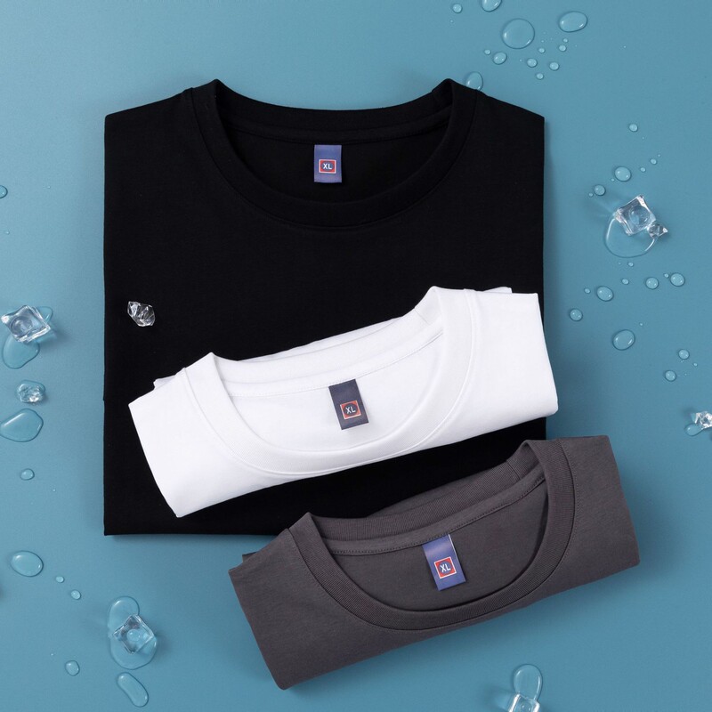 Summer ice silk cotton T-shirt solid color 190 xorona 32 men's short sleeve cotton ice loose crew neck top