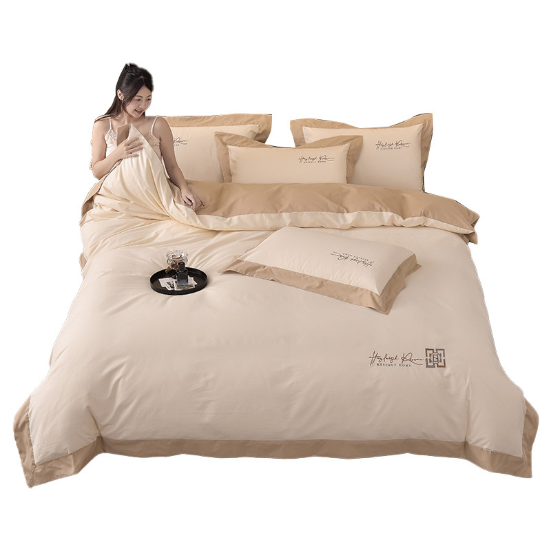 2024 nuevo algodón de lana larga 100S molido cuatro piezas conjunto de cama de algodón engrosado sábanas de otoño y invierno conjunto de ropa de cama