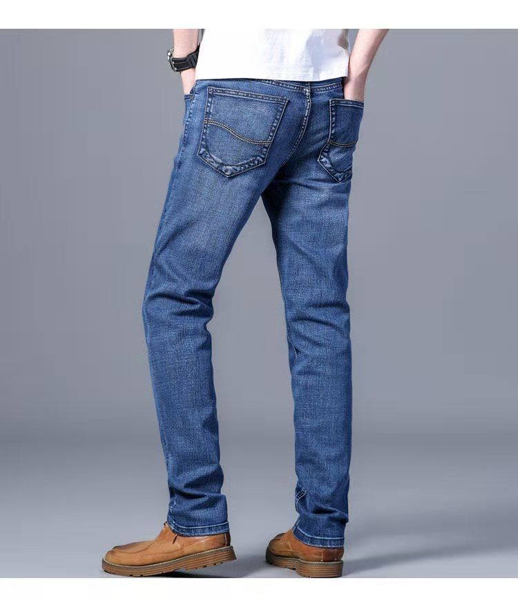 2024 Spring New Jeans Loose Size Straight Stretch Casual Trend Business Slim Fit Men's Pants_voghion.com