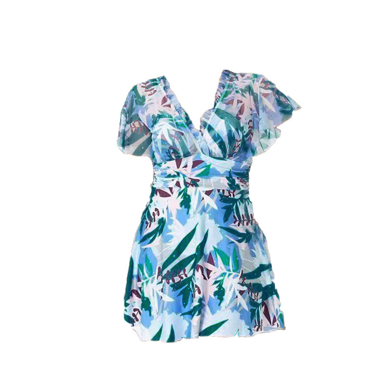 2025 nuevo traje de baño para mujer, falda floral de temperamento explosivo de alta gama con anillo de acero, traje de baño de playa delgado para mujer al por mayor