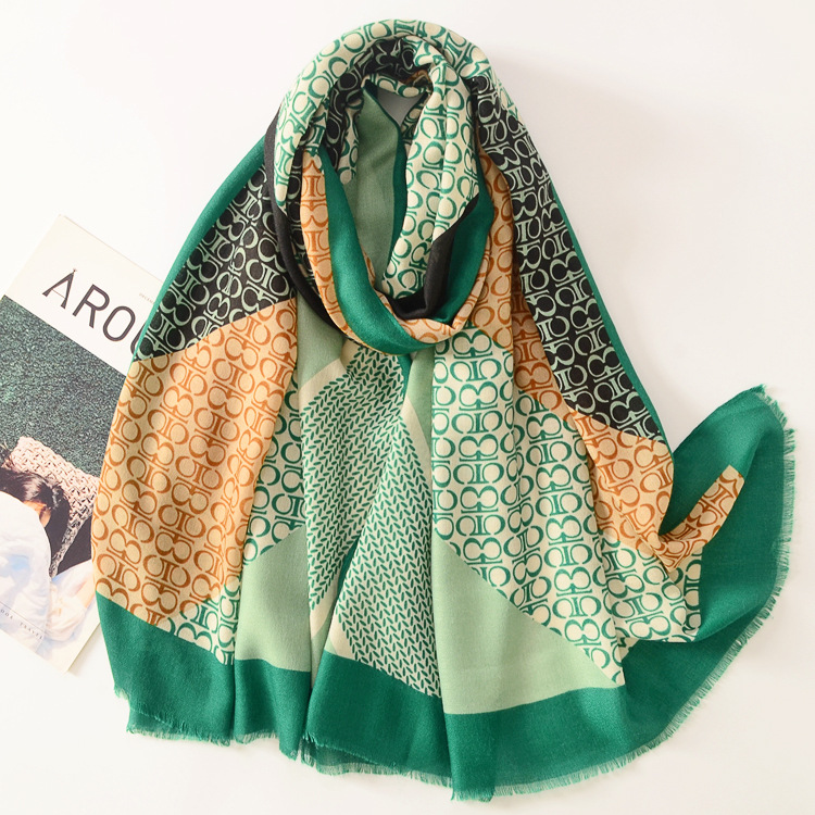 Carta de cáñamo de moda japonesa y coreana color a rayas a juego versátil otoño e invierno cálido chal decorativo de algodón y lino siente bufanda de seda