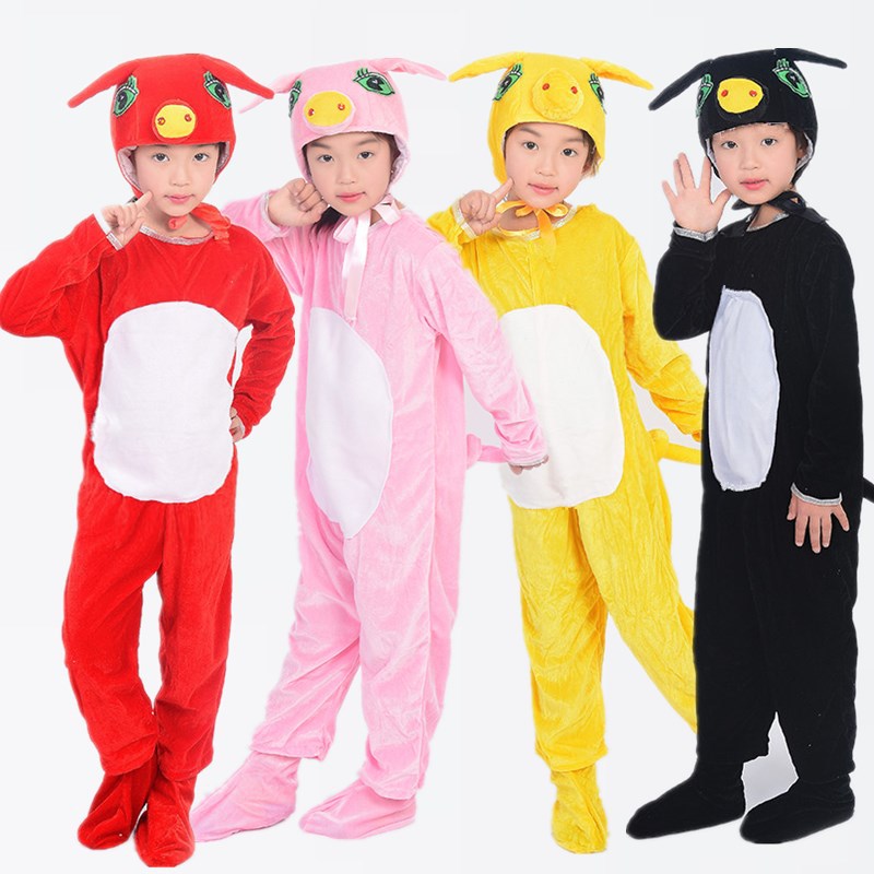 小猪演出服装儿童快乐小猪舞蹈表演服幼儿粉红小猪三祇小猪表演服