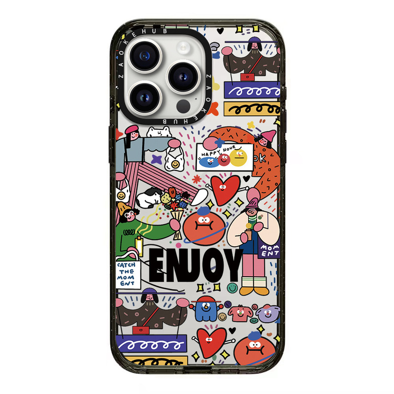 CASE手绘涂鸦女孩爱心珍珠碎花iPhone16ProMax苹果15透明手机壳14|undefined