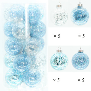 Cross-Border New Christmas Ball Christmas Decorations Transparent Ball Christmas Tree Decoration Pendant 8Cm20Pcs Barrel