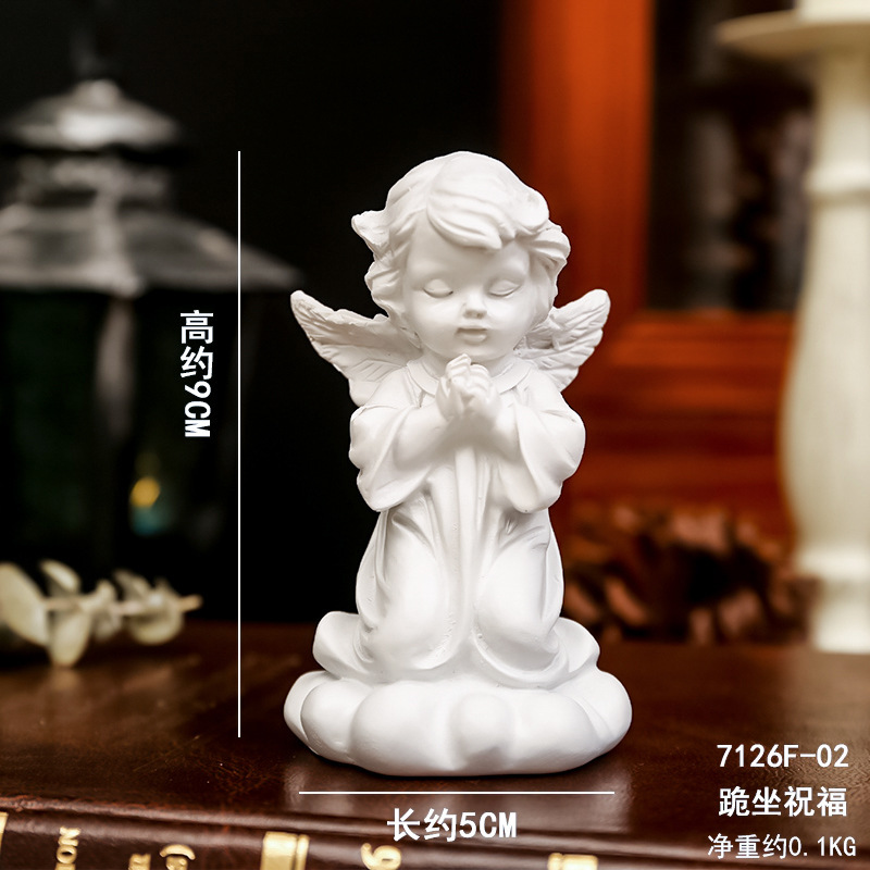 Adornos de ángel retro de estilo europeo, decoración de mesa de niña angelito de plástico de resina americana