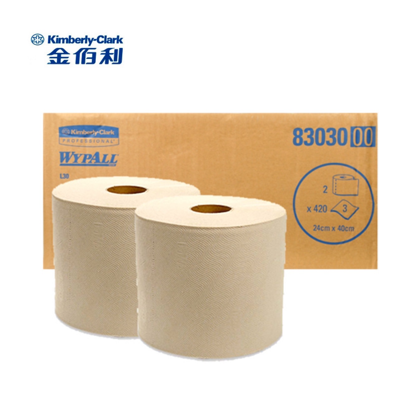 金佰利83030WYPALL劲拭L30工业擦拭纸大卷式420张/卷 24*40cm单张
