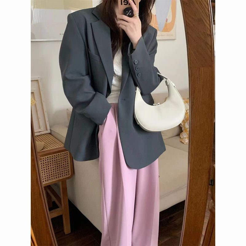 2025秋季新款高级感韩版宽松西装外套女小个子气质通勤西服上衣女|undefined