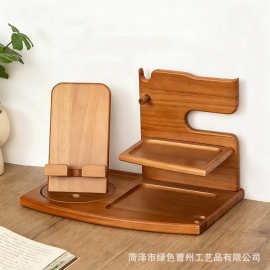 跨境木制手机收纳架桌面办公桌手表眼镜置物架木质多用途置物架